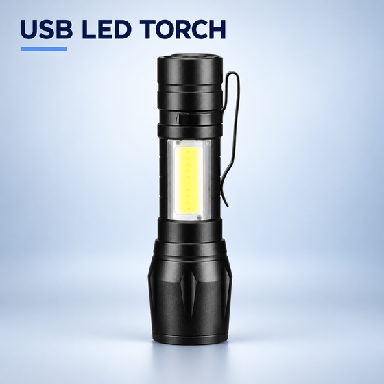 Rechargeable USB LED Flashlight Torch 3 Modes