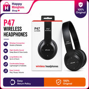 P47 Foldable Wireless Bluetooth Headphones with Stereo Sound and Headband Design