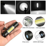 Rechargeable USB LED Flashlight Torch 3 Modes